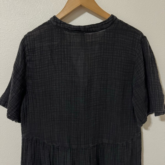 Anthropologie The Kallie Flowy Maxi Dress Black Crinkle Cotton Gauze Beachy-MP - Picture 7 of 10